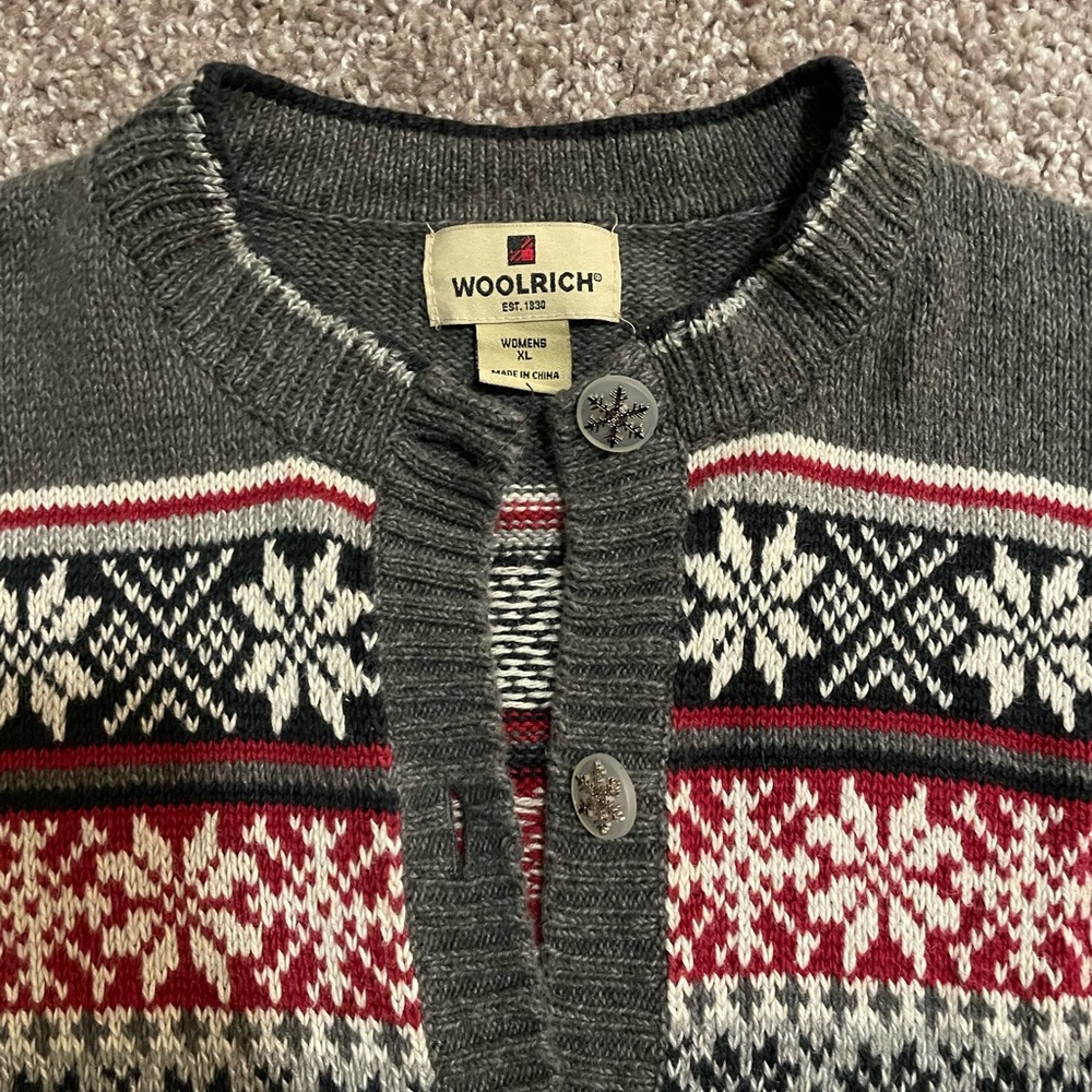 Woolrich Women's Fair Isle Nordic Cardigan Size XL